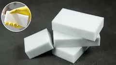 What does a melamine sponge clean, and what should it not be used for?